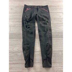 Piper by SmartPak Womens Knee Patch Breeches Black Pink Equestrian Riding Pants